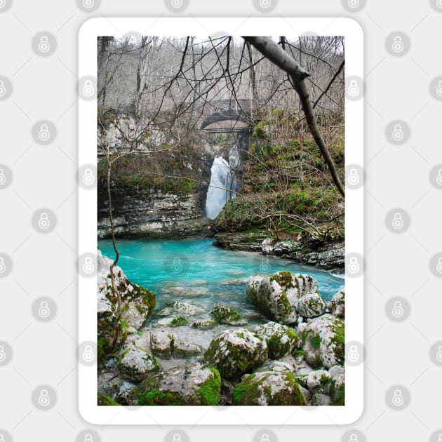 Waterfall on Kozjak River Sticker by jojobob